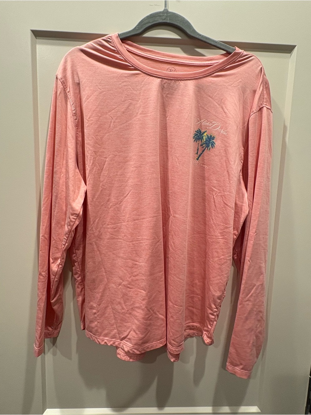 Lauren James Coral Pink Long-Sleeve Tee with Palm Graphic